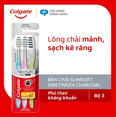 Bàn chải Colgate SlimSoft than hoạt tính bộ 3