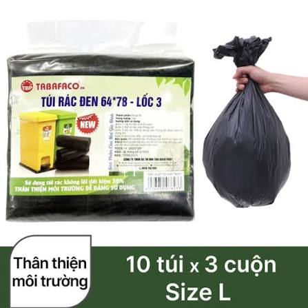 Túi rác đen Tabafaco 64x78cm lốc 3 cuộn